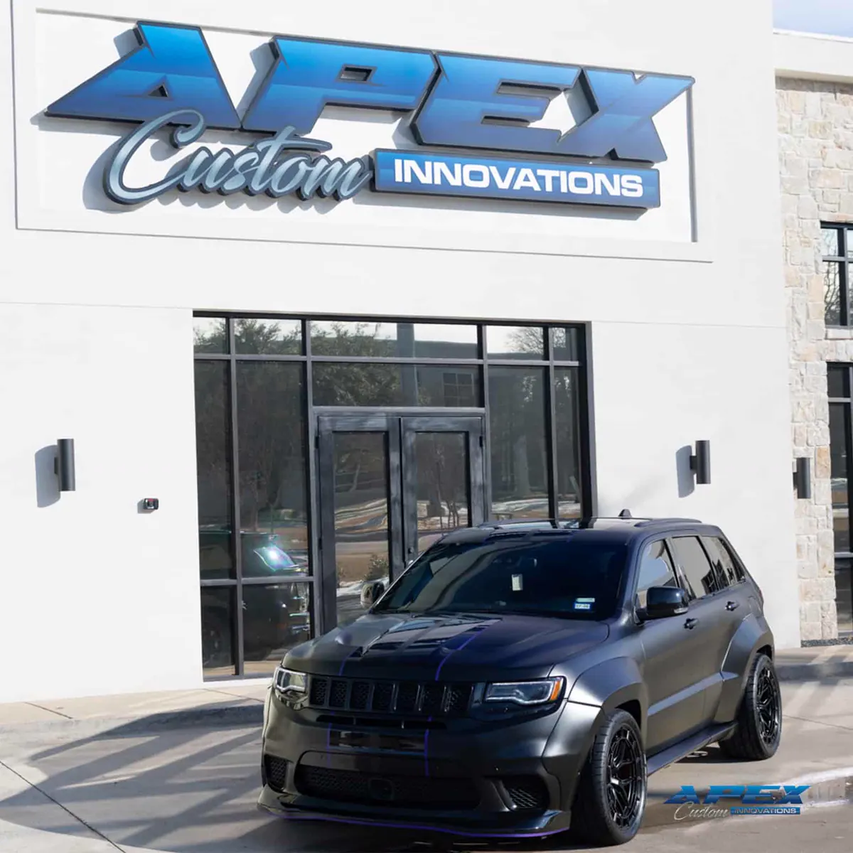 2018 Jeep Grand Cherokee Trackhawk matte black wrap with Waido wide body