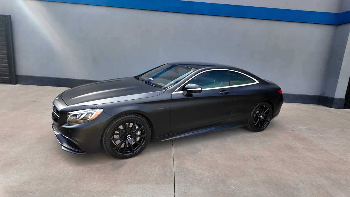2017 Mercedes-AMG S63 coupe in satin black vinyl wrap